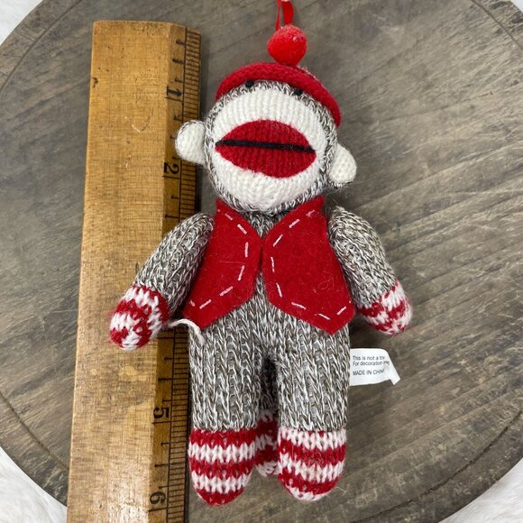 Sock Monkey Ornament Red Vest North Pole Trading Co. 2011 Collection Christmas - Picture 5 of 5